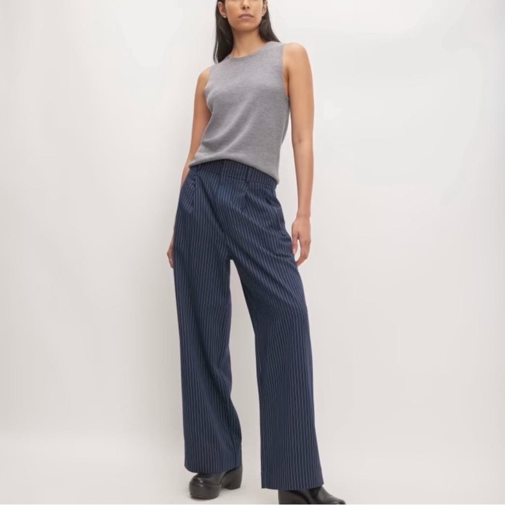EVERLANE 🔵Wide-Leg Pinstripe Trousers - Navy🔵